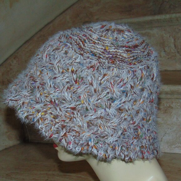 RARE Hansel From Basel Bucket Hat Crochet Multicolored Fuzzy Knit Winter Cabin - Picture 4 of 8